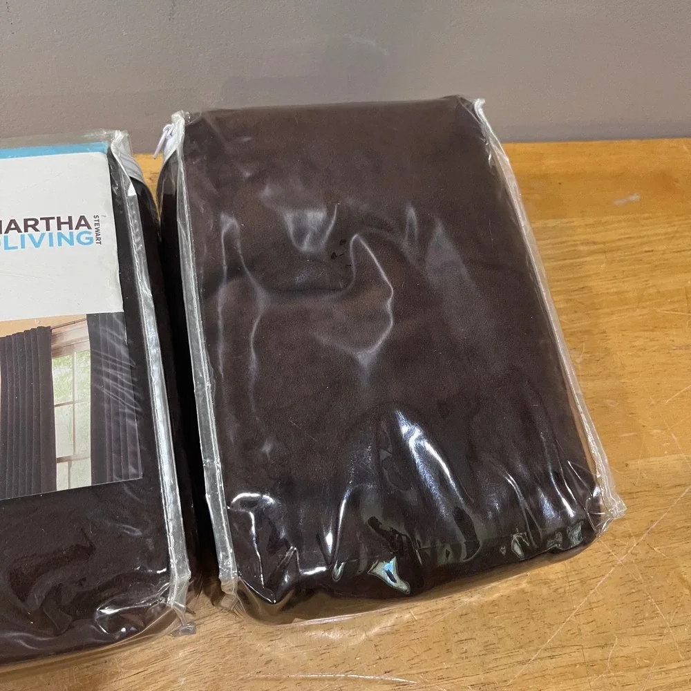 Martha Stewart Living Velvet Back Tab Curtain Panels 50x84 Tilled Soil Brown 2pk